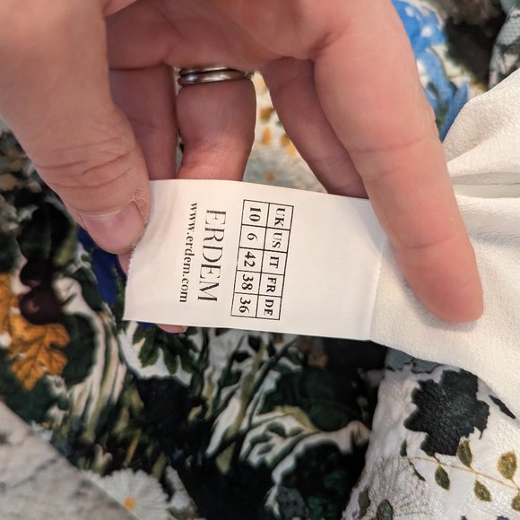 *Erdem* Alexandra Floral Meadow Pencil Dress w/ Grosgrain Ribbon Trim - Picture 8 of 8